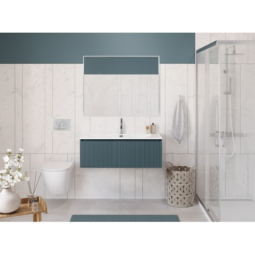 BelBagno Тумба с раковиной Uno 100 с 1 ящиком подвесная Голубой матовый с раковиной BB-8099-100