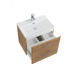 BelBagno Тумба с раковиной Due 60 подвесная Rovere Nature ручки Матовый атласный никель