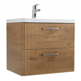 BelBagno Тумба с раковиной Due 60 подвесная Rovere Nature ручки Матовый атласный никель