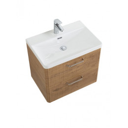 BelBagno Тумба с раковиной Due 60 подвесная Rovere Nature ручки Матовый атласный никель