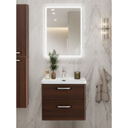 BelBagno Тумба с раковиной Due 60 подвесная Noce ручки Хром полированный