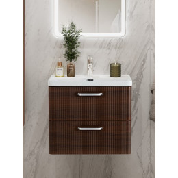 BelBagno Тумба с раковиной Due 60 подвесная Noce ручки Хром полированный