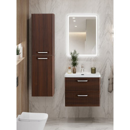 BelBagno Тумба с раковиной Due 60 подвесная Noce ручки Хром полированный