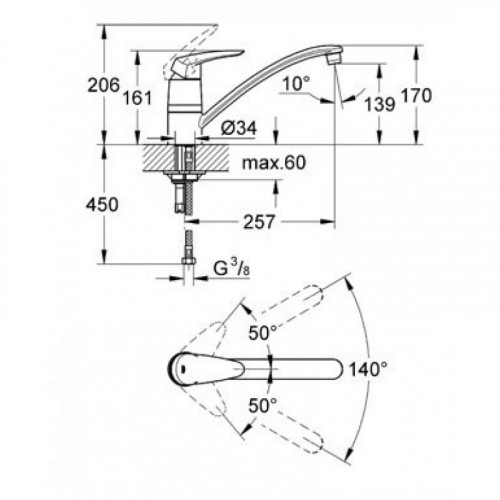 Смеситель для кухни Grohe Eurodisc 33770000