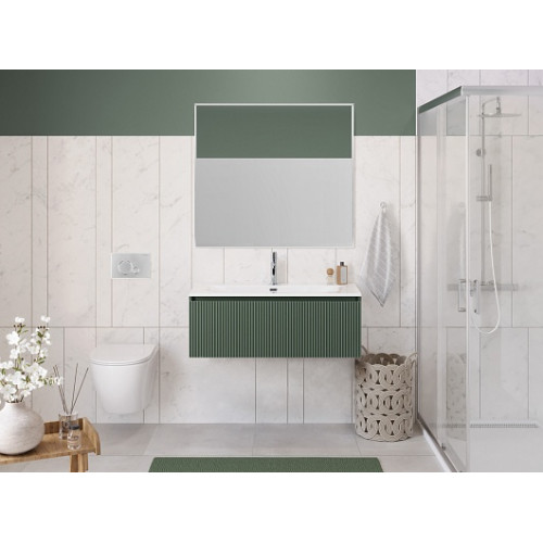 BelBagno Тумба с раковиной Uno 100 с 1 ящиком подвесная Еловый матовый с раковиной BB-8099-100