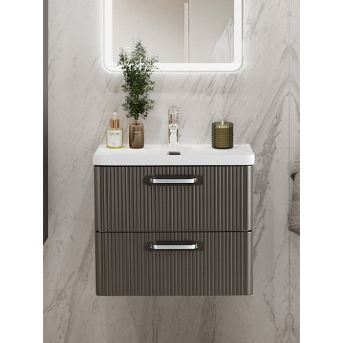 BelBagno Тумба с раковиной Due 50 подвесная Оружейная сталь ручки Хром полированный