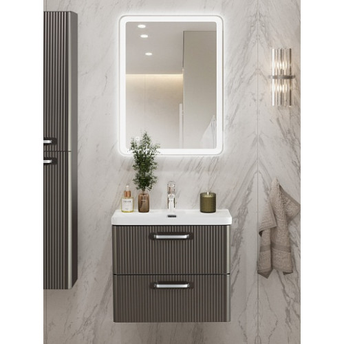 BelBagno Тумба с раковиной Due 50 подвесная Оружейная сталь ручки Хром полированный