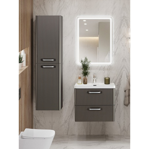 BelBagno Тумба с раковиной Due 50 подвесная Оружейная сталь ручки Хром полированный