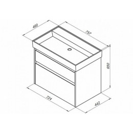 Aquanet Тумба с раковиной Nova Lite 75 2 ящика, дуб рустикальный