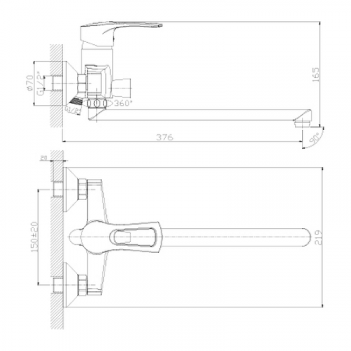 Смеситель для ванны Rossinka T40-32, хром