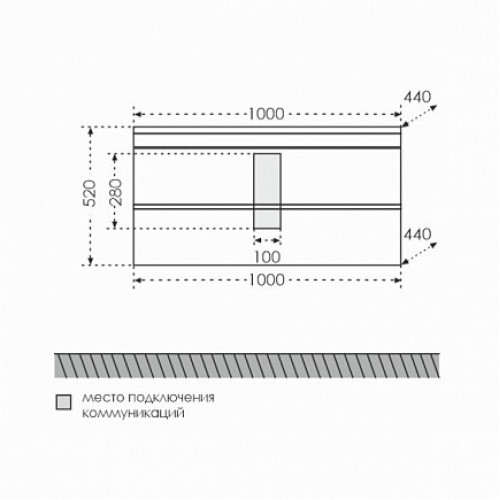 СанТа Тумба с раковиной Марс 100 подвесная, Elen 100