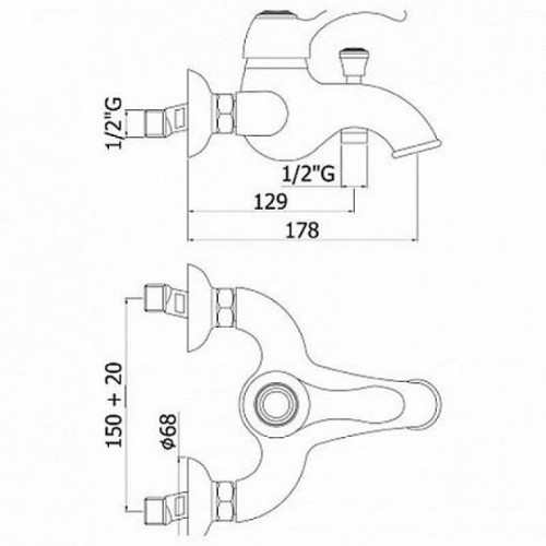 Смеситель для ванны Paffoni Flavia FA022CO хром золото