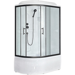 Royal Bath Душевая кабина Practic RB 8120BK1-M-BL 90x90 R стекло рифленое профиль черный матовый