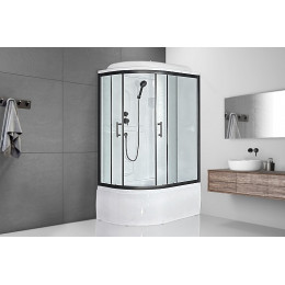 Royal Bath Душевая кабина Practic RB 8120BK1-M-BL 90x90 R стекло рифленое профиль черный матовый
