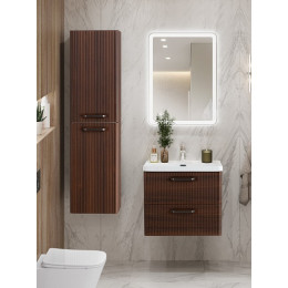 BelBagno Тумба с раковиной Due 50 подвесная Noce ручки Матовый тёмный никель