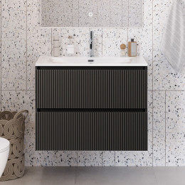 BelBagno Тумба с раковиной Uno mini 80 подвесная Темно-Серый матовый с раковиной BB-8099-3-80