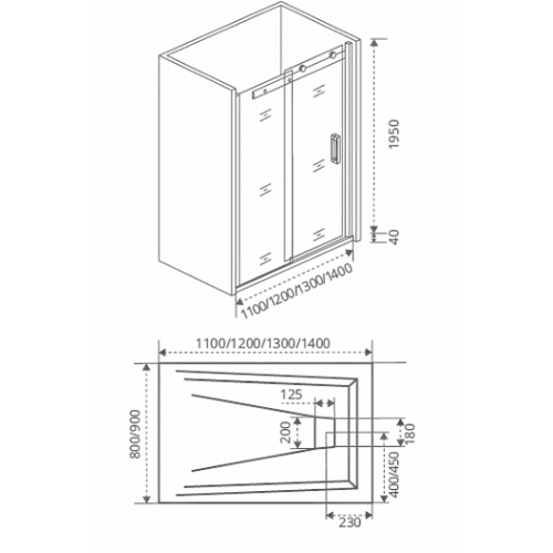 Good Door Душевое ограждение Galaxy WTW-130-C-B