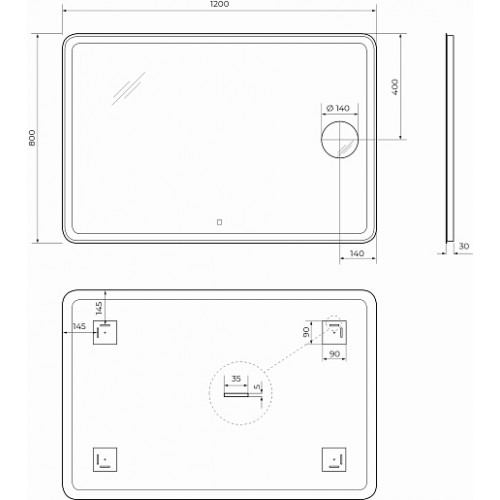 BelBagno Зеркало Marino 120x80 SPC-MAR-1200-800-LED-TCH-LNZ