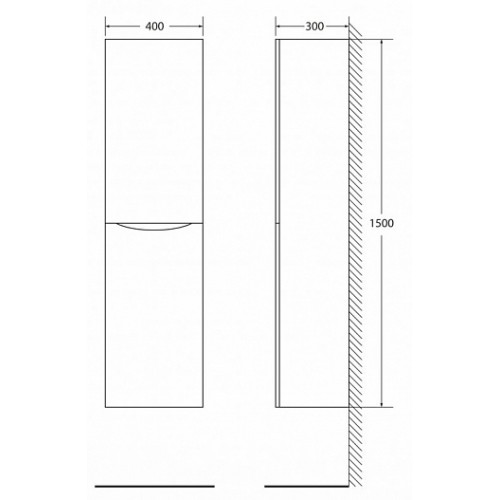 BelBagno Пенал для ванной FLY-MARINO-1500 Patinato Turchese L