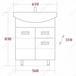 Onika Мебель для ванной Балтика 60 L с ящиком