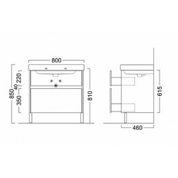 Kerama Marazzi Тумба с раковиной BUONGIORNO 80 напольная, белая с 2 ящиками