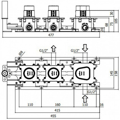 Скрытая часть для смесителя Paffoni Modular Box MDBOX000 285932