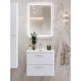 BelBagno Тумба с раковиной Due 60 подвесная Bianco Lucido ручки Хром полированный