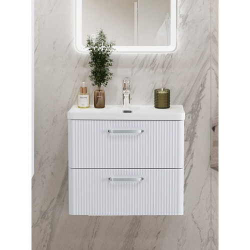 BelBagno Тумба с раковиной Due 60 подвесная Bianco Lucido ручки Хром полированный