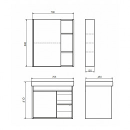 Зеркальный шкаф Comforty Вена-70 дуб дымчатый, 00-00009272