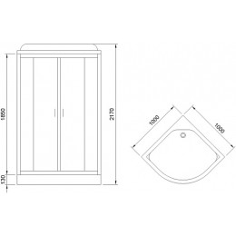 Royal Bath Душевая кабина HK RB 100HK6-GT-BL 100x100 стекло прозрачное профиль черный матовый