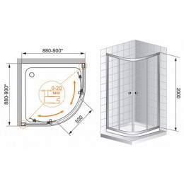 Cezares Душевой уголок ANIMA-W-R-2-90-C-Cr-IV