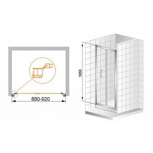 Cezares Душевая дверь в нишу ANIMA-W-BS-90-P-Cr