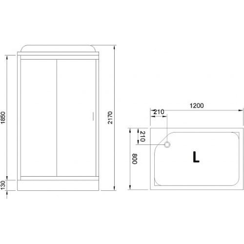 Royal Bath Душевая кабина HP RB 8120HP6-WC-BL-L 120x80 L стекло матовое профиль черный матовый
