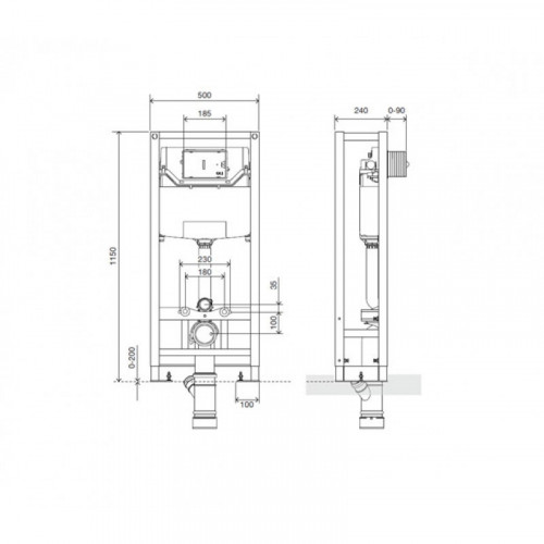 Инсталляция для унитаза Oli OLI120D Plus 882618 двойная рама, самонесущая