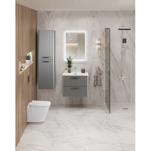 BelBagno Тумба с раковиной Due 50 подвесная Сатин ручки Матовый атласный никель