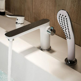 Смеситель на борт ванны Ledeme L1153W белый/хром