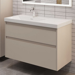 Aquanet Мебель для ванной Nova Lite 2.0 90 L подвесная бежевая матовая