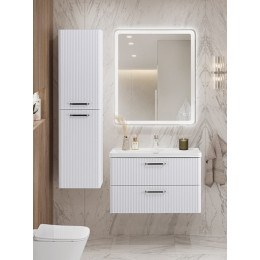 BelBagno Тумба с раковиной Due 80 подвесная Белый металлик ручки Матовый атласный никель
