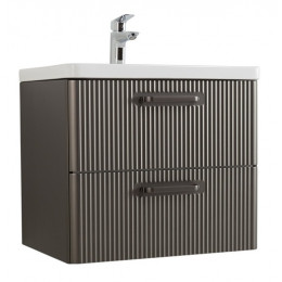 BelBagno Тумба с раковиной Due 60 подвесная Оружейная сталь ручки Матовый тёмный никель