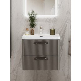 BelBagno Тумба с раковиной Due 60 подвесная Оружейная сталь ручки Матовый тёмный никель