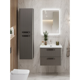 BelBagno Тумба с раковиной Due 60 подвесная Оружейная сталь ручки Матовый тёмный никель
