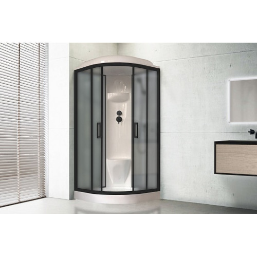 Royal Bath Душевая кабина HK RB 100HK6-GC-BL 100x100 стекло матовое профиль черный матовый