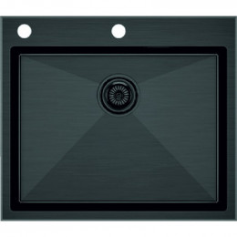 Мойка для кухни Paulmark Brim-Edge PM775951-GM 59x51 вороненая сталь