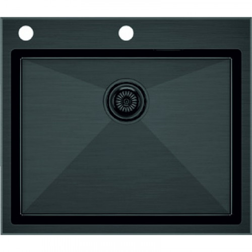 Мойка для кухни Paulmark Brim-Edge PM775951-GM 59x51 вороненая сталь