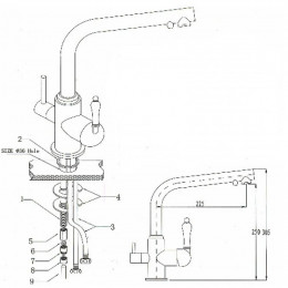 Смеситель для кухни Kaiser Vincent 31144-2 под фильтр черный мрамор