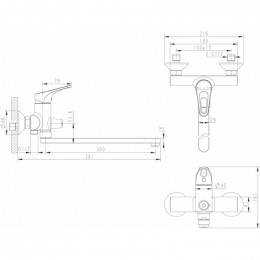 Смеситель для ванны c длинным изливом Bravat Drop-D F648162C-01A