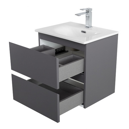 BelBagno Тумба с раковиной Kraft 39-50 подвесная Темно-Серый матовый с раковиной BB-8099-3-50