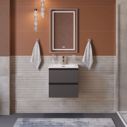BelBagno Тумба с раковиной Kraft 39-50 подвесная Темно-Серый матовый с раковиной BB-8099-3-50