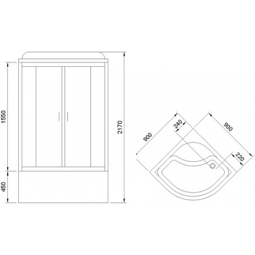 Royal Bath Душевая кабина ВК RB 90BK1-M-BL 90x90 стекло матовое профиль черный матовый
