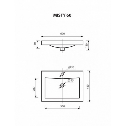 Misty Тумба с раковиной Джулия QVATRO 60 подвесная белая White